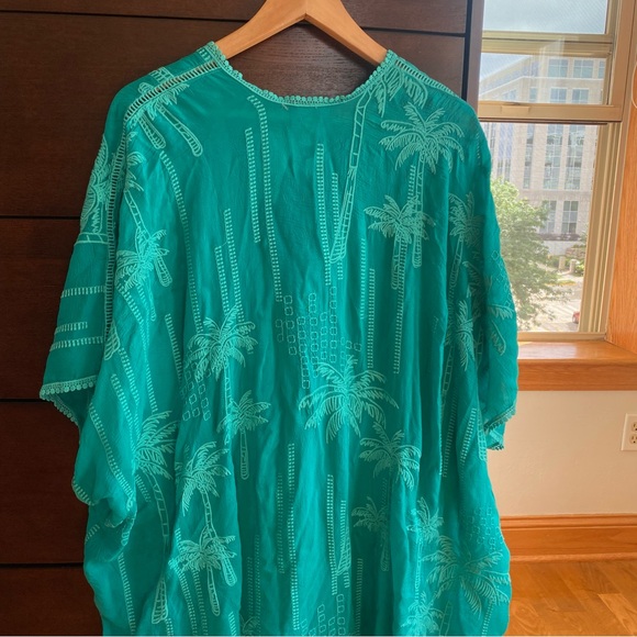 Johnny Was Palm Georgia Kimono In Aqua Blue - One Size - Picture 11 of 11